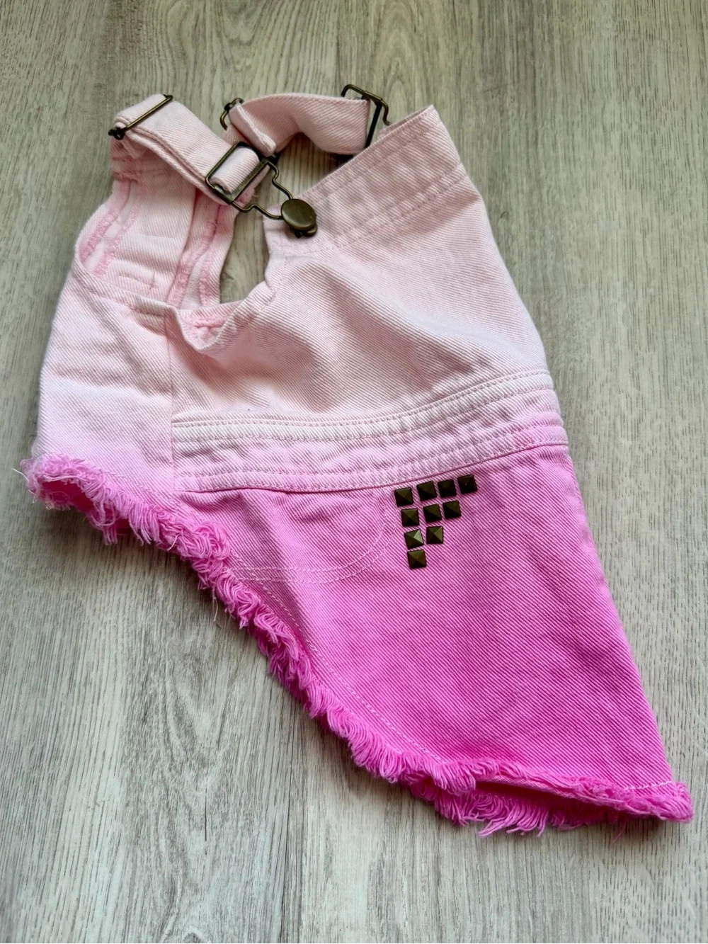 Pink Ombre - Denim Overalls for Pets/Small Dogs w/ Studded Accents on Pockets